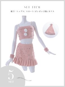 画像20: 【即日発送！】【サンタコス 4点セット】【XS-Lサイズ/1カラー】チェックセットアップビジューサンタコスプレ[OF01] (20)