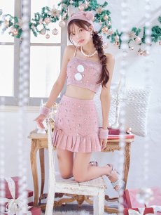 画像11: 【即日発送！】【サンタコス 4点セット】【XS-Lサイズ/1カラー】チェックセットアップビジューサンタコスプレ[OF01] (11)