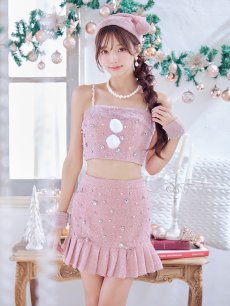 画像13: 【即日発送！】【サンタコス 4点セット】【XS-Lサイズ/1カラー】チェックセットアップビジューサンタコスプレ[OF01] (13)