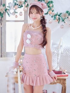 画像9: 【即日発送！】【サンタコス 4点セット】【XS-Lサイズ/1カラー】チェックセットアップビジューサンタコスプレ[OF01] (9)