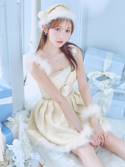 ラメツイードミニワンピースサンタ