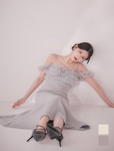 画像2: ボリュームレースオフショルマーメイドミディアムワンピースドレス【S-Lサイズ/2カラー】[OF03] 【YN】dzwuLD (2)