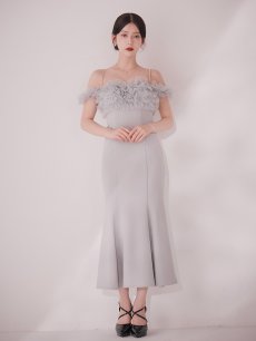 画像6: ボリュームレースオフショルマーメイドミディアムワンピースドレス【S-Lサイズ/2カラー】[OF03] 【YN】dzwuLD (6)