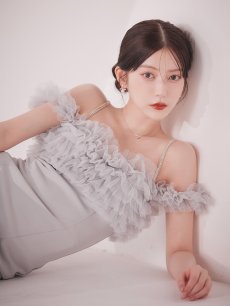 画像9: ボリュームレースオフショルマーメイドミディアムワンピースドレス【S-Lサイズ/2カラー】[OF03] 【YN】dzwuLD (9)