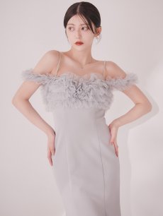 画像10: ボリュームレースオフショルマーメイドミディアムワンピースドレス【S-Lサイズ/2カラー】[OF03] 【YN】dzwuLD (10)