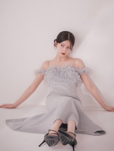 画像16: ボリュームレースオフショルマーメイドミディアムワンピースドレス【S-Lサイズ/2カラー】[OF03] 【YN】dzwuLD (16)