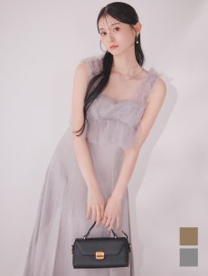 画像3: 【一部予約商品/1月中旬発送予定】ウエストチュールミディアムドレス[OF03] (3)