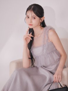 画像15: 【一部予約商品/1月中旬発送予定】ウエストチュールミディアムドレス[OF03] (15)