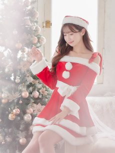 画像13: 【sugar nine サンタコス 4点セット】【S-XLサイズ/6カラー】グリッターリボン2段フレアサンタコスプレ[OF01] (13)