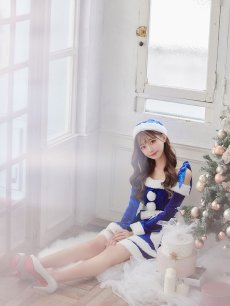 画像24: 【sugar nine サンタコス 4点セット】【S-XLサイズ/6カラー】グリッターリボン2段フレアサンタコスプレ[OF01] (24)