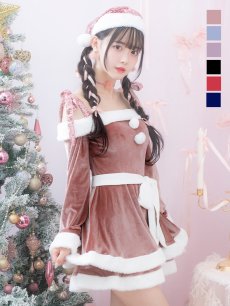 画像4: 【サンタコス 4点セット】【S-Lサイズ/6カラー】グリッターリボン2段フレアサンタコスプレ[OF01] (4)