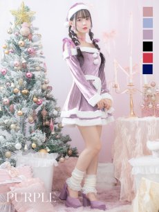 画像7: 【サンタコス 4点セット】【S-Lサイズ/6カラー】グリッターリボン2段フレアサンタコスプレ[OF01] (7)