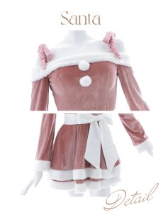 画像40: 【サンタコス 4点セット】【S-Lサイズ/6カラー】グリッターリボン2段フレアサンタコスプレ[OF01] (40)