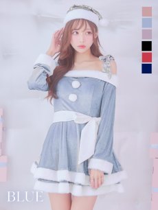 画像19: 【サンタコス 4点セット】【S-Lサイズ/6カラー】グリッターリボン2段フレアサンタコスプレ[OF01] (19)