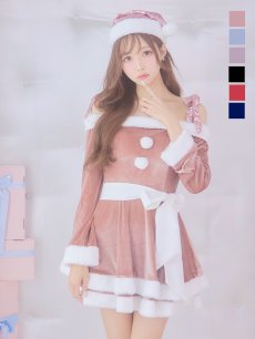 画像8: 【サンタコス 4点セット】【S-Lサイズ/6カラー】グリッターリボン2段フレアサンタコスプレ[OF01] (8)