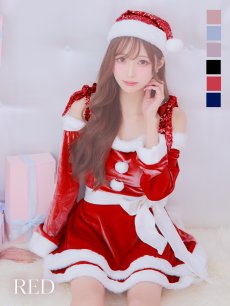 画像5: 【サンタコス 4点セット】【S-Lサイズ/6カラー】グリッターリボン2段フレアサンタコスプレ[OF01] (5)
