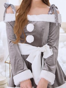 画像15: 【送料無料！】【サンタ】グリッターリボン2段フレアサンタコスプレ【コスプレ4点セット】【XS-XLサイズ/8カラー】[OF01] (15)