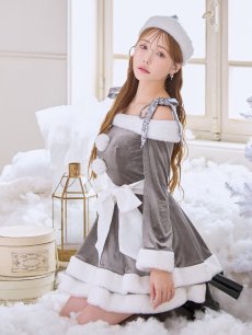 画像10: 【送料無料！】【サンタ】グリッターリボン2段フレアサンタコスプレ【コスプレ4点セット】【XS-XLサイズ/8カラー】[OF01] (10)