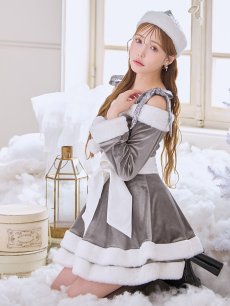 画像11: 【送料無料！】【サンタ】グリッターリボン2段フレアサンタコスプレ【コスプレ4点セット】【XS-XLサイズ/8カラー】[OF01] (11)