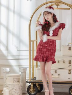 画像9: 【即日発送】ツイードマーメイドドレスサンタ【sugar nine サンタコス 4点セット】【S-XLサイズ/2カラー】[OF01] (9)