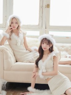 画像4: 【即日発送】ツイード/ セットアップ/ マーメイドミニドレスサンタ【sugar nine サンタコス】[OF04] (4)