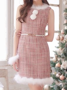 画像4: SALE!【即日発送】ミディアム丈/ ツイード/ ワンピースタイトサンタ【sugar nine サンタコス 5点セット】【XS-XLサイズ/3カラー】[OF01] (4)