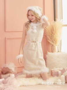 画像12: SALE!【即日発送】ミディアム丈/ ツイード/ ワンピースタイトサンタ【sugar nine サンタコス 5点セット】【XS-XLサイズ/3カラー】[OF01] (12)