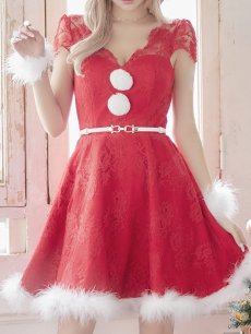 画像4: SALE!【即日発送】総レースフレアサンタ【sugar nine サンタコス 5点セット】【XS-Lサイズ/1カラー】[OF01] (4)