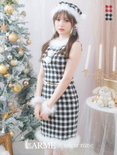 画像5: 【サンタコス 5点セット】【XS-XLサイズ/2カラー】ギンガムチェック タイトワンピースサンタコスプレ[OF01] (5)