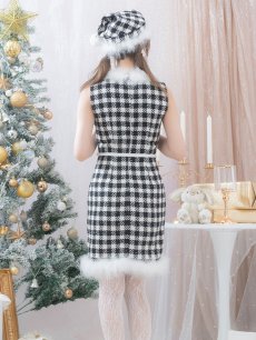 画像11: 【サンタコス 5点セット】【XS-XLサイズ/2カラー】ギンガムチェック タイトワンピースサンタコスプレ[OF01] (11)