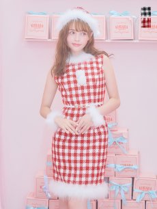 画像3: 【サンタコス 5点セット】ギンガムチェック タイトワンピースサンタコスプレ【XS-XLサイズ/2カラー】[OF01] (3)