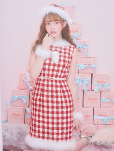画像8: 【サンタコス 5点セット】ギンガムチェック タイトワンピースサンタコスプレ【XS-XLサイズ/2カラー】[OF01] (8)