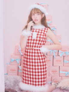 画像9: 【サンタコス 5点セット】ギンガムチェック タイトワンピースサンタコスプレ【XS-XLサイズ/2カラー】[OF01] (9)