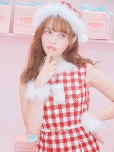 画像12: 【サンタコス 5点セット】ギンガムチェック タイトワンピースサンタコスプレ【XS-XLサイズ/2カラー】[OF01] (12)