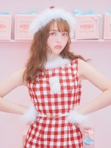 画像14: 【サンタコス 5点セット】ギンガムチェック タイトワンピースサンタコスプレ【XS-XLサイズ/2カラー】[OF01] (14)