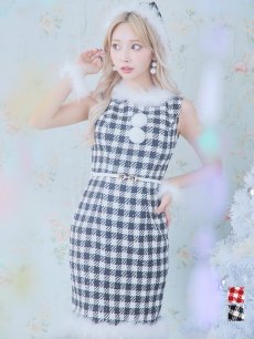 画像2: 【サンタコス 5点セット】【XS-XLサイズ/2カラー】ギンガムチェック タイトワンピースサンタコスプレ[OF01] (2)