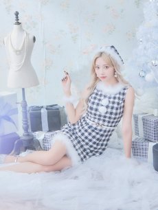 画像9: 【サンタコス 5点セット】【XS-XLサイズ/2カラー】ギンガムチェック タイトワンピースサンタコスプレ[OF01] (9)