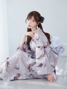 画像2: 【浴衣セール！】【即日発送】ロマンティックピオニー浴衣 【浴衣3点セット 浴衣/帯/下駄】 [YMT] (2)