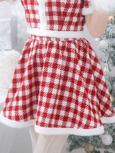 画像13: 【サンタコス 5点セット】【XS-Lサイズ/2カラー】ギンガムチェック セットアップフレアサンタコスプレ[OF01] (13)