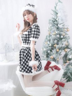 画像15: 【サンタコス 5点セット】【XS-Lサイズ/2カラー】ギンガムチェック セットアップフレアサンタコスプレ[OF01] (15)
