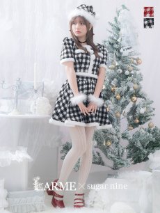 画像14: 【サンタコス 5点セット】【XS-Lサイズ/2カラー】ギンガムチェック セットアップフレアサンタコスプレ[OF01] (14)