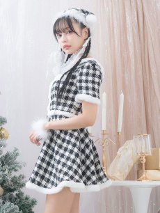 画像3: 【sugar nine サンタコス 5点セット】【XS-Lサイズ/2カラー】ギンガムチェック セットアップフレアサンタコスプレ[OF01] (3)
