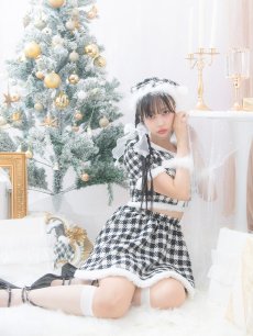 画像4: 【sugar nine サンタコス 5点セット】【XS-Lサイズ/2カラー】ギンガムチェック セットアップフレアサンタコスプレ[OF01] (4)