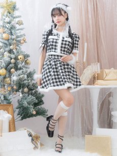 画像7: 【sugar nine サンタコス 5点セット】【XS-Lサイズ/2カラー】ギンガムチェック セットアップフレアサンタコスプレ[OF01] (7)