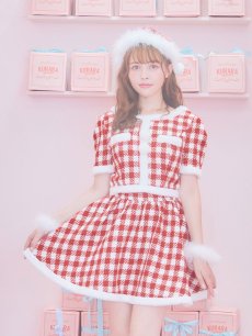 画像4: 【サンタコス 5点セット】【XS-Lサイズ/2カラー】ギンガムチェック セットアップフレアコスプレ[OF01] (4)