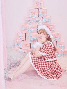 画像6: 【サンタコス 5点セット】【XS-Lサイズ/2カラー】ギンガムチェック セットアップフレアコスプレ[OF01] (6)