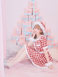 画像7: 【サンタコス 5点セット】【XS-Lサイズ/2カラー】ギンガムチェック セットアップフレアコスプレ[OF01] (7)