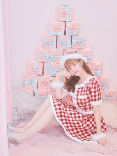 画像8: 【サンタコス 5点セット】【XS-Lサイズ/2カラー】ギンガムチェック セットアップフレアコスプレ[OF01] (8)