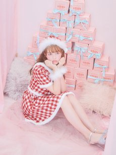 画像10: 【サンタコス 5点セット】【XS-Lサイズ/2カラー】ギンガムチェック セットアップフレアコスプレ[OF01] (10)