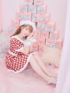 画像11: 【サンタコス 5点セット】【XS-Lサイズ/2カラー】ギンガムチェック セットアップフレアコスプレ[OF01] (11)